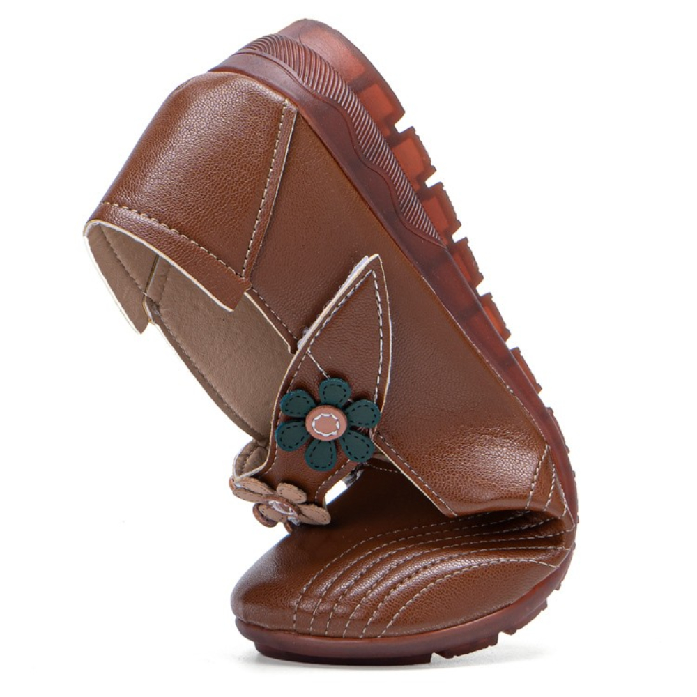 Women Vintage Floral Pattern Round Toe Breathable Soft Sole Comfy Flats